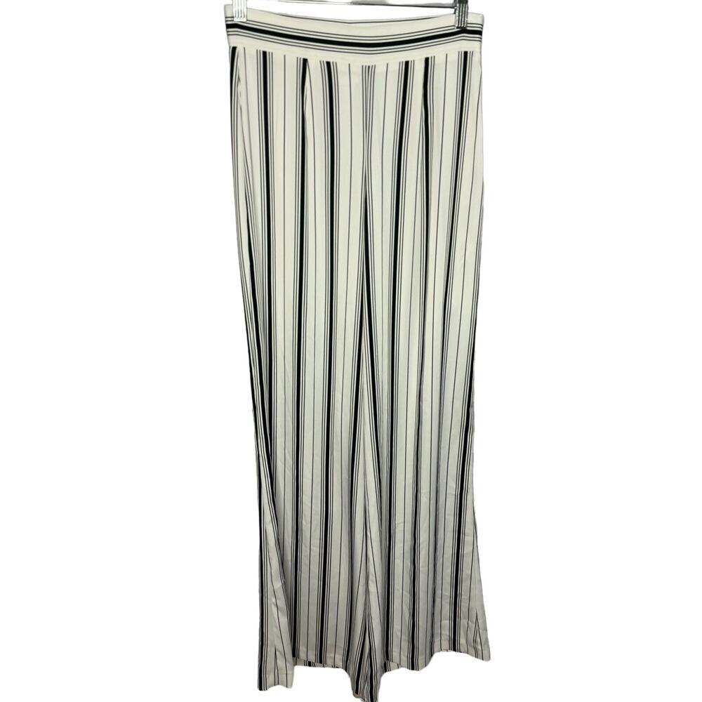 Joseph Ribkoff LDS Wide Leg Pant High Rise White Stripped Women's 2